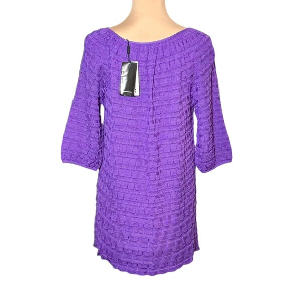NWT MISSONI Mini Dress Sz.L Knit Purple Wool Blend Keyhole Bell Sleeve 70s Boho - Picture 5 of 15